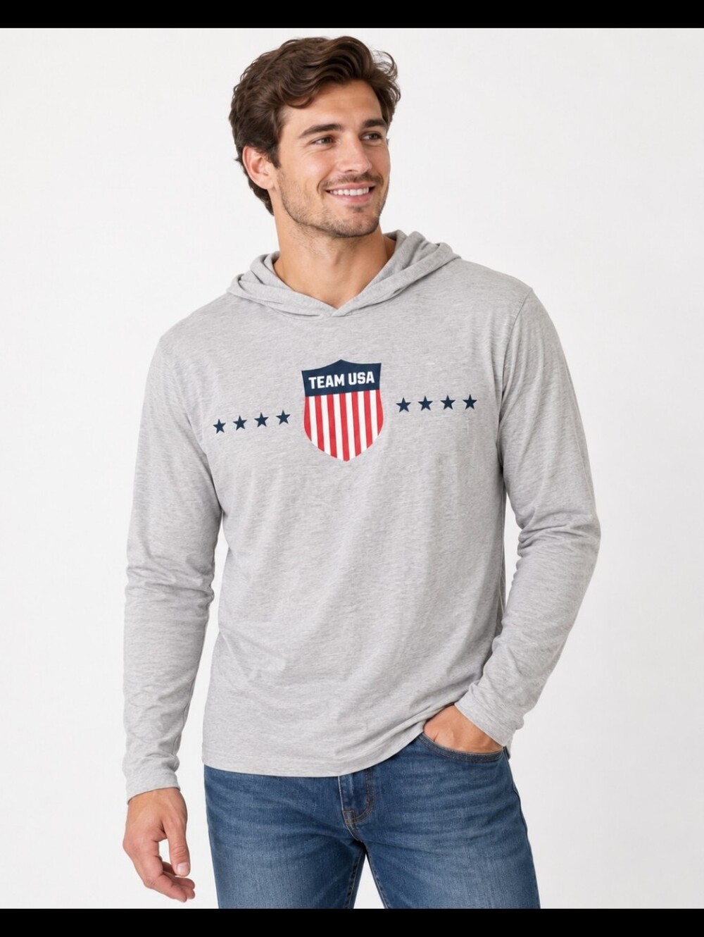 Vintage Team USA USOC Olympic Committee Made in USA Gray Hoodie Size L